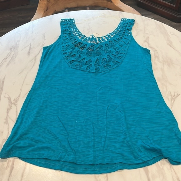 Cable & Gauge Crochet Tank - Deep Aqua - Picture 8 of 8